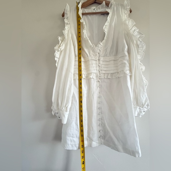 L'Academie White Long Sleeve Ruffle the alexis mini Dress Buttoned cuffs 
size L - Picture 7 of 8